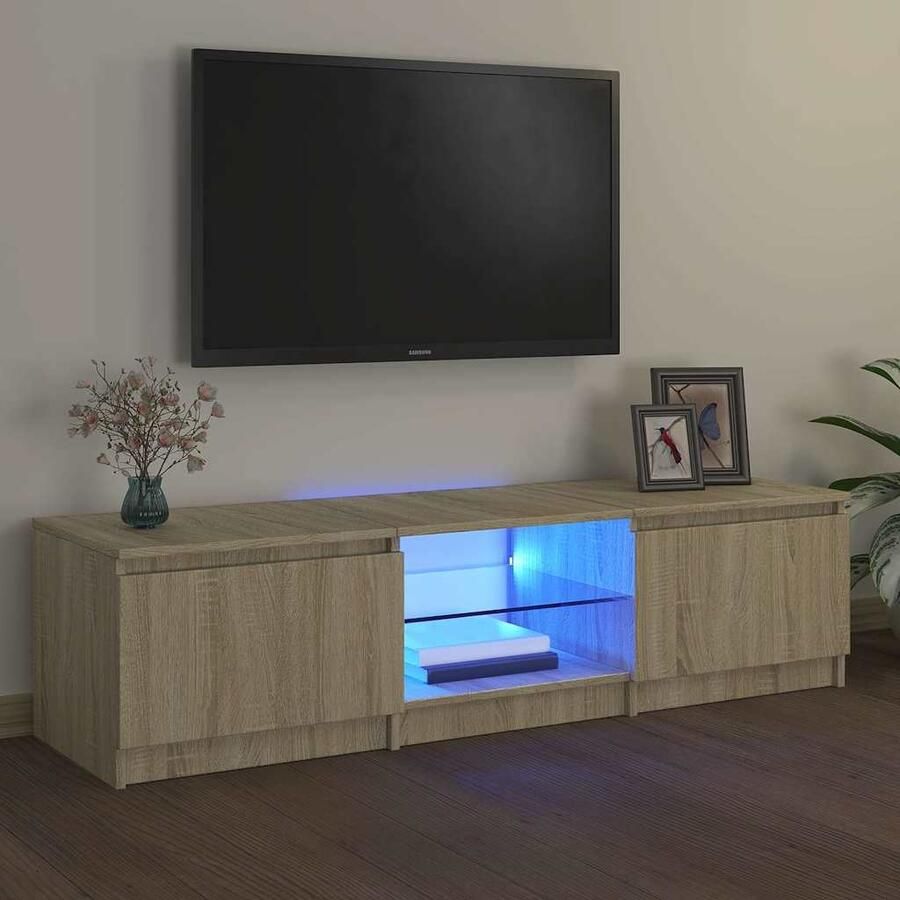 VidaXL Tv-meubel met LED-verlichting 140x40x35 5 cm sonoma eikenkleur