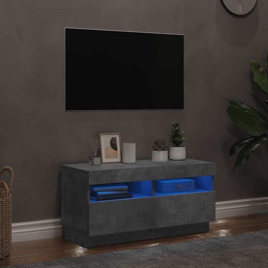 VidaXL Tv-meubel met LED-verlichting 80x35x40 cm betongrijs
