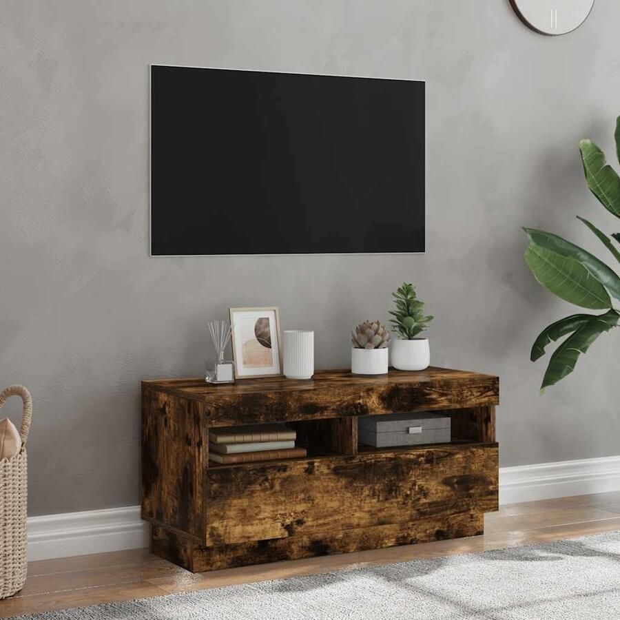 VidaXL Tv-meubel met LED-verlichting 80x35x40 cm gerookt eikenkleurig