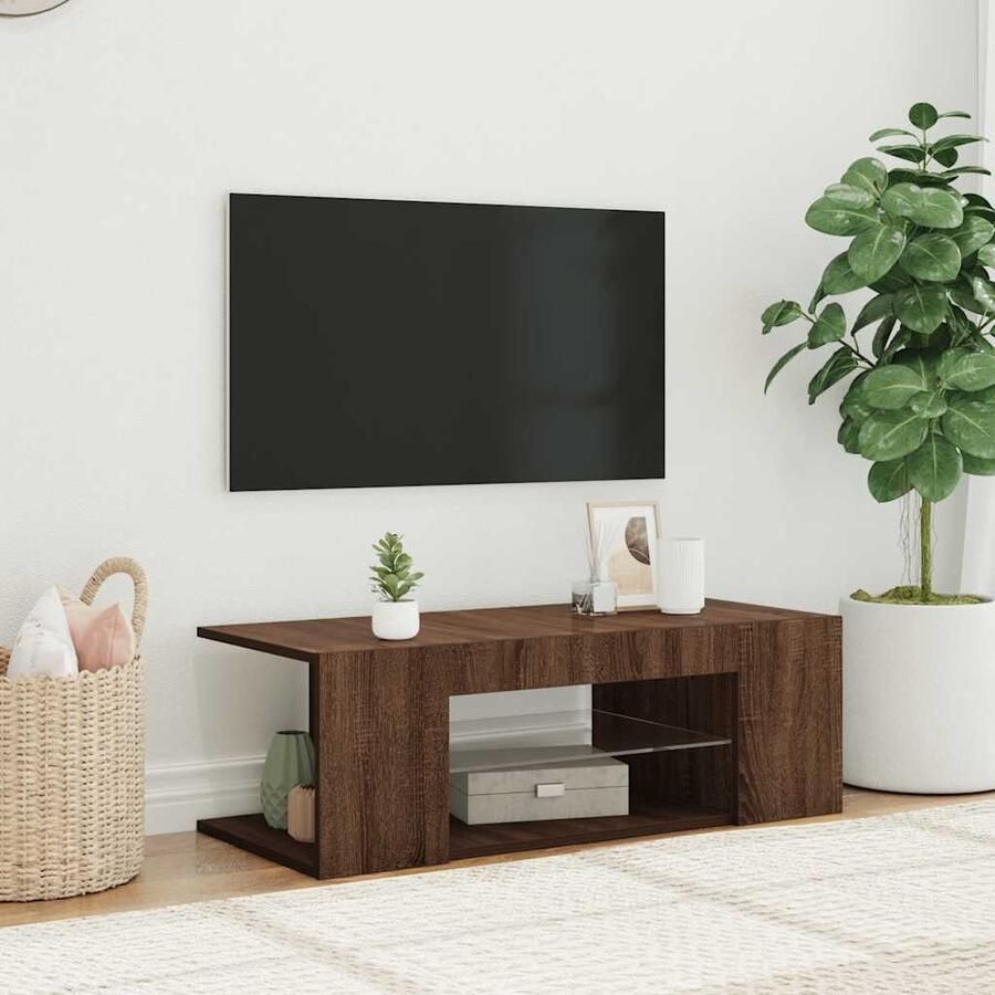VidaXL Tv-meubel met LED-verlichting 90x39x30 cm bruineikenkleurig