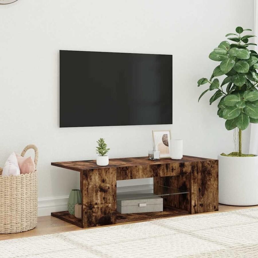 VidaXL Tv-meubel met LED-verlichting 90x39x30 cm gerookt eikenkleurig