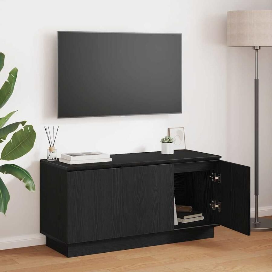 VidaXL TV-kast Zwart Eiken 100 x 38 x 49 cm Bewerkt hout