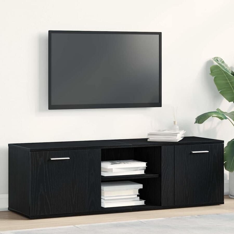 VidaXL TV-meubel Zwart Eiken 120x34x37 cm Bewerkt Hout