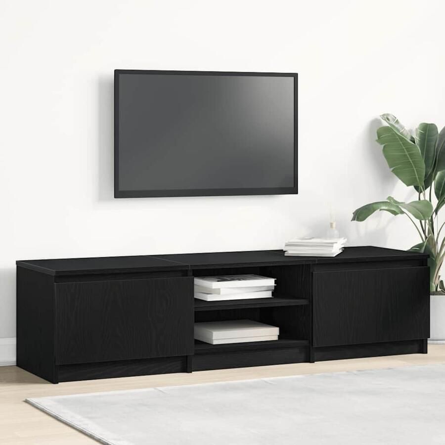 VidaXL TV-meubel Zwart Eiken 140x40x36 cm Bewerkt Hout