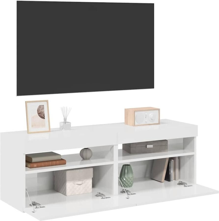 VidaXL Tv-meubelen 2 st met LED-verlichting 60x35x40 cm hoogglans wit