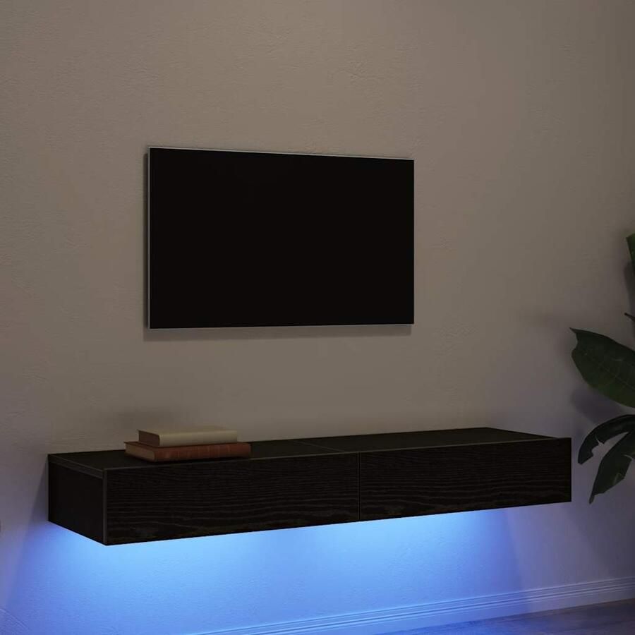 VidaXL Tv-meubels met LED-verlichting 2 st 60x35x15 5 cm zwart eikenkleurig