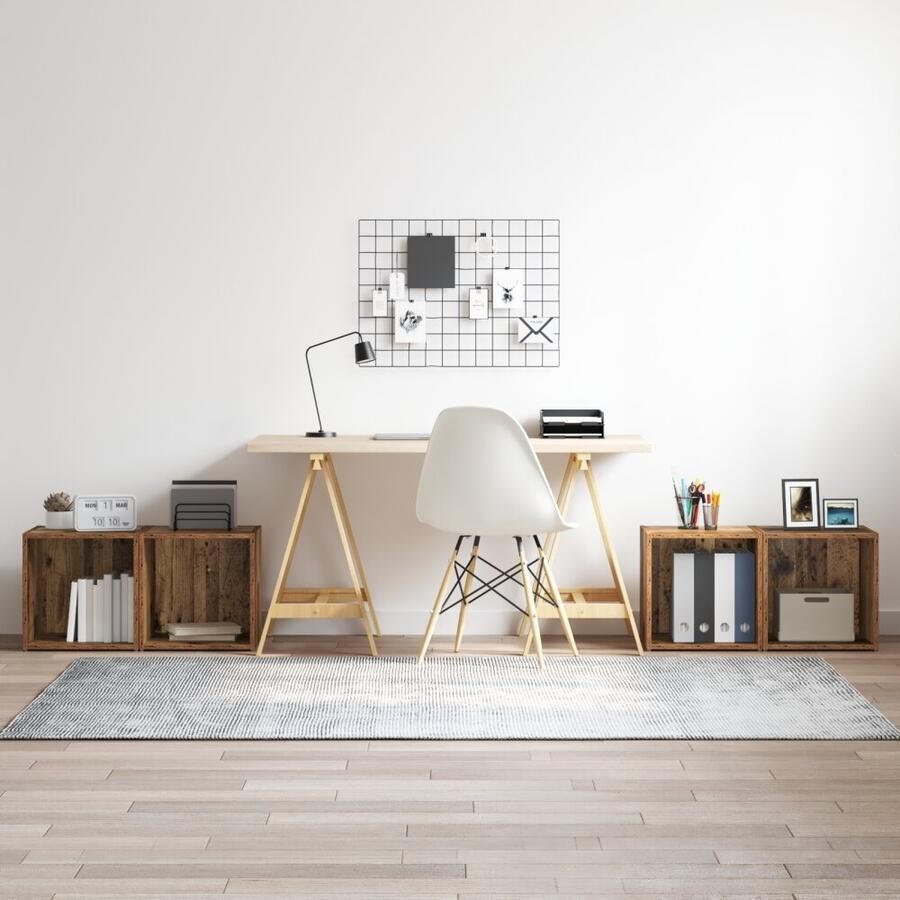 VidaXL Tv-meubelset 4 pcs Oud Hout 37 x 35 x 37 5 cm Bewerkt hout