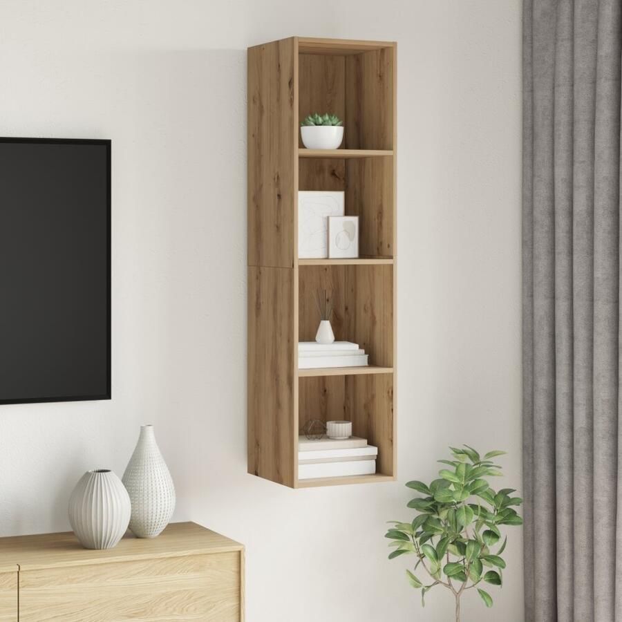 VidaXL Tv-meubelset Artisan Eiken 37 x 37 x 142 5 cm Bewerkt hout