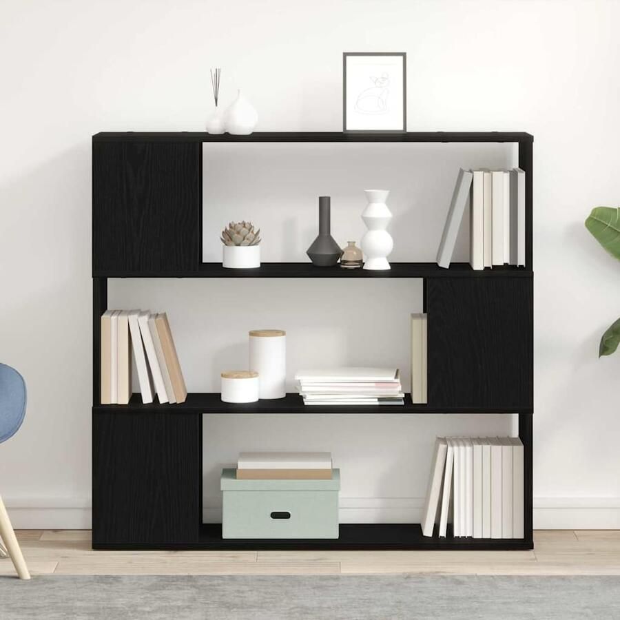 VidaXL Tv-meubelset Zwart Eiken 100 x 24 x 94 cm Bewerkt hout