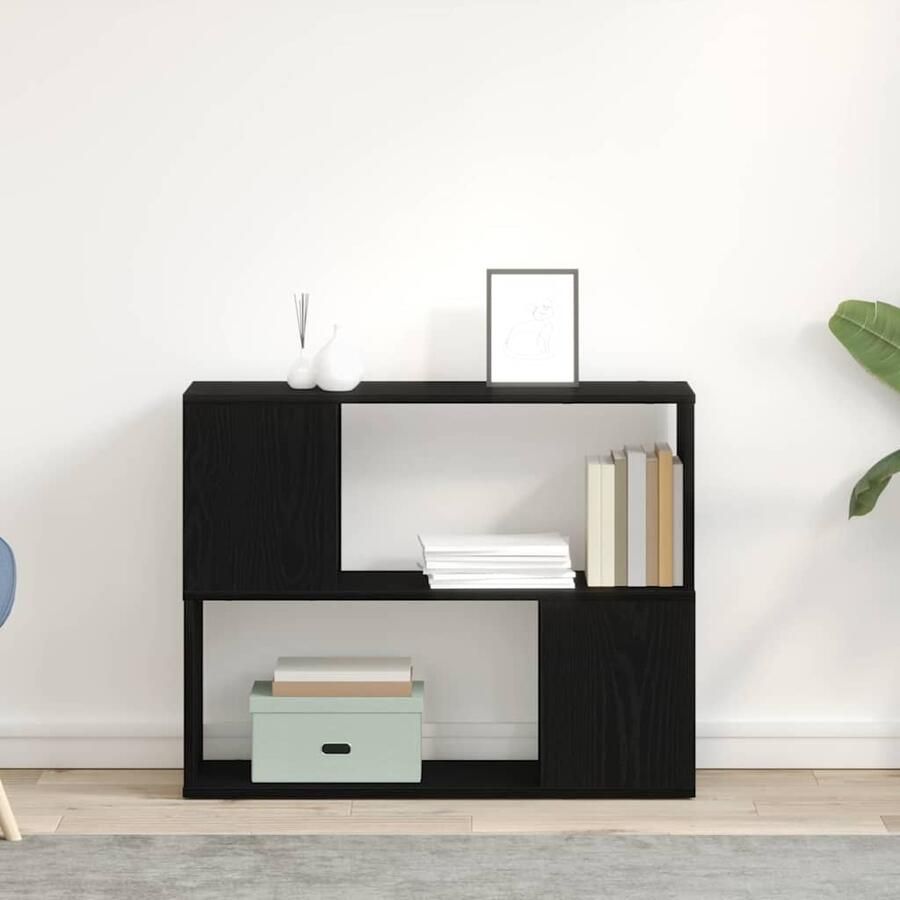 VidaXL Tv-meubelset Zwart Eiken 80 x 24 x 63 cm Bewerkt hout