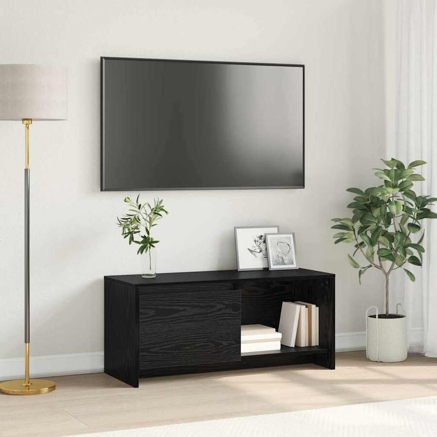 VidaXL Tv-meubelset Zwart Eiken 90 x 35 x 40 cm Bewerkt hout