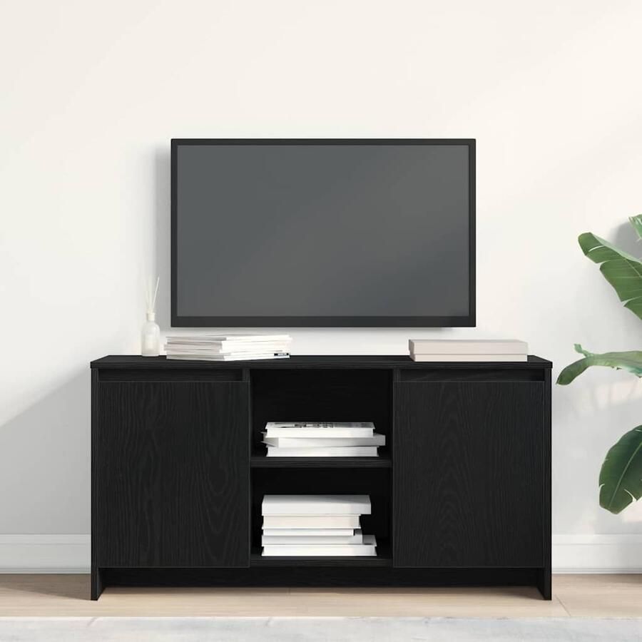 VidaXL TV-kast Zwart Eiken 102 x 37 5 x 52 5 cm Bewerkt hout