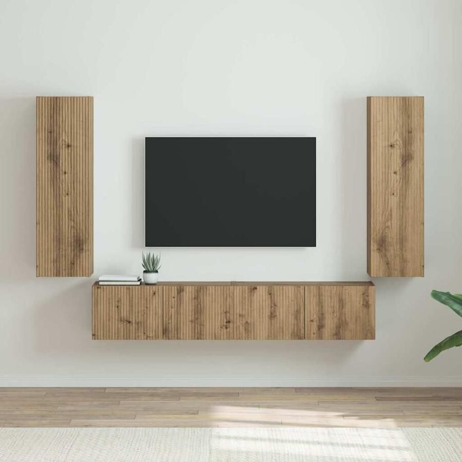 VidaXL TV Wandkast 2 pcs Ambachtelijk eiken 30 x 31 x 100 cm