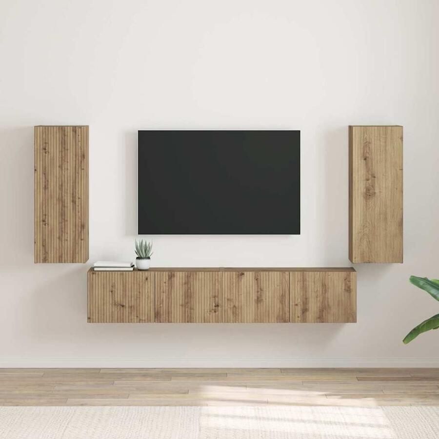 VidaXL TV Wandkast 2 pcs Ambachtelijk eiken 30 x 31 x 80 cm
