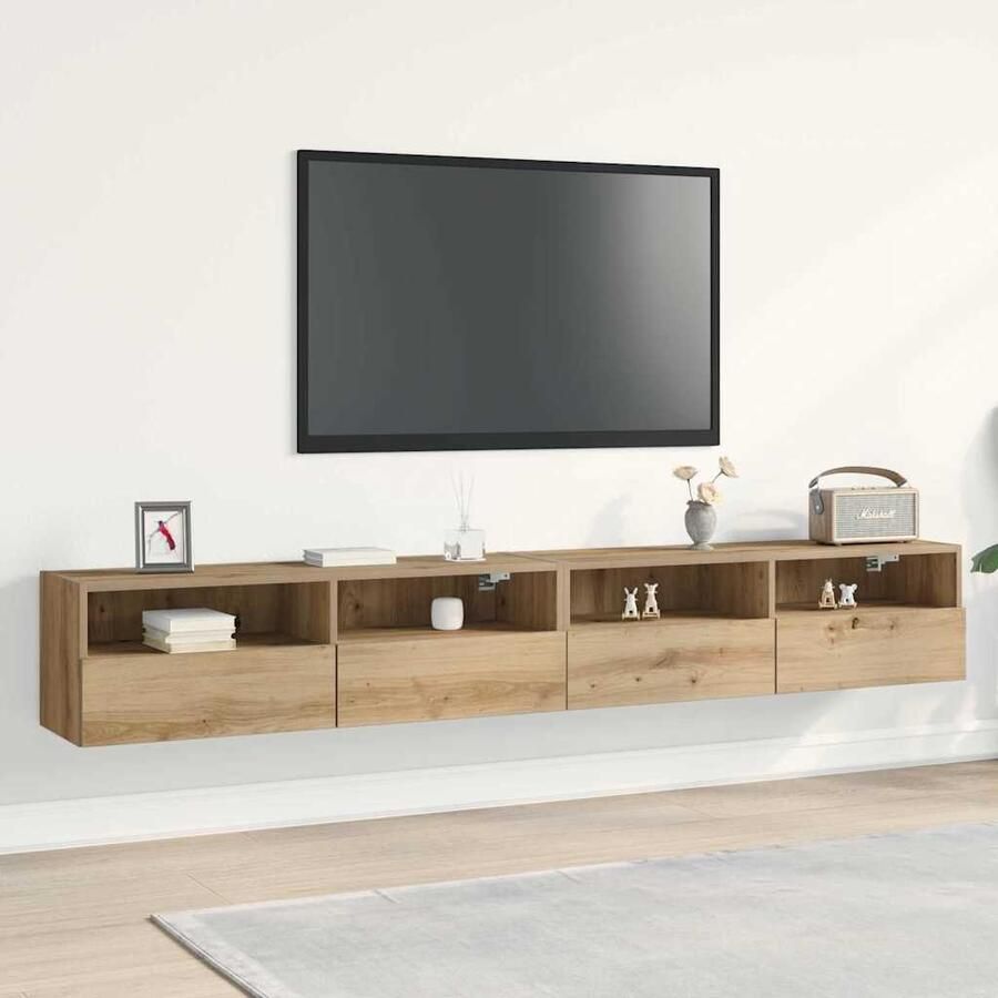 VidaXL TV Wandkast 2 pcs artisanaal eikenkleurig 100x30x30cm
