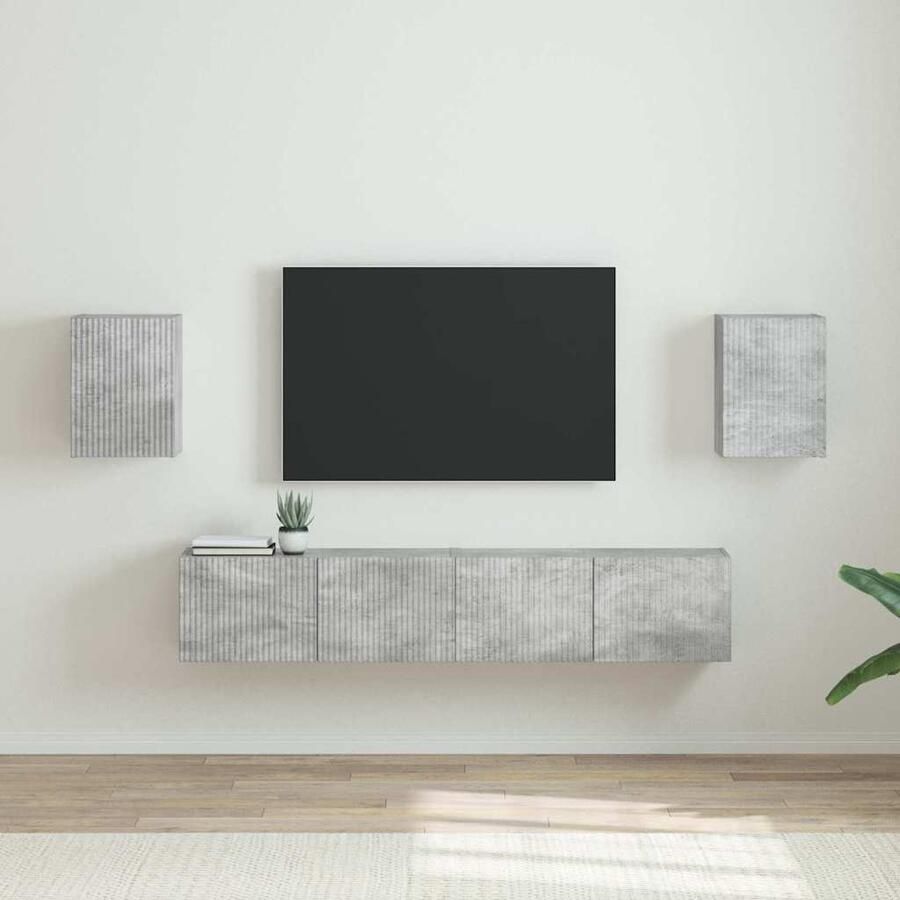 VidaXL TV Wandkast 2 pcs Beton 30 x 31 x 40 cm Bewerkt hout
