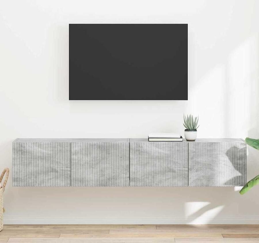 VidaXL TV Wandkast 2 pcs Beton 60 x 31 x 29.5 cm Bewerkt hout