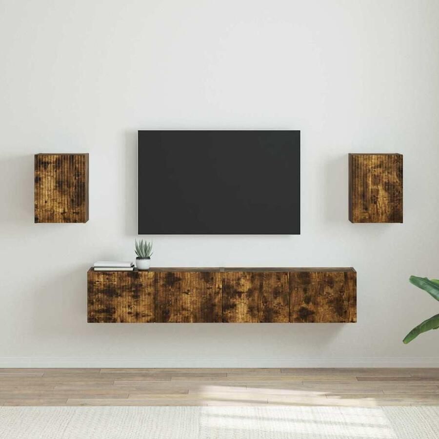 VidaXL TV Wandkast 2 pcs Gerookt eiken 30 x 31 x 40 cm Bewerkt hout