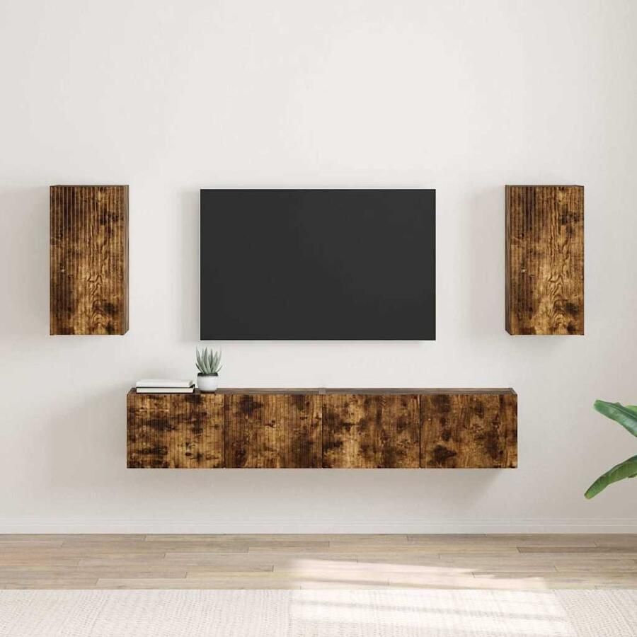 VidaXL TV Wandkast 2 pcs Gerookt eiken 30 x 31 x 60 cm Bewerkt hout