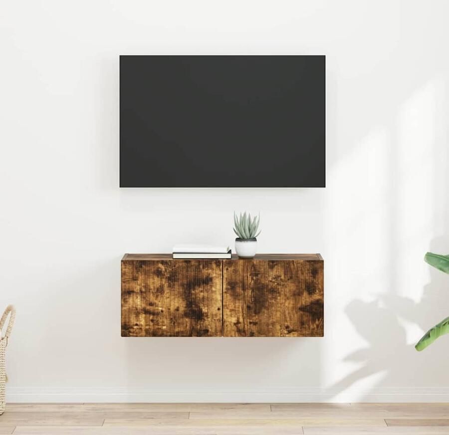 VidaXL TV Wandkast 2 pcs Gerookt eiken 60 x 31 x 29.5 cm Bewerkt hout