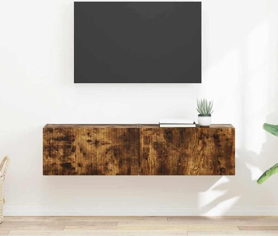 VidaXL TV Wandkast 2 pcs Gerookt eiken 60 x 31 x 29.5 cm Bewerkt hout