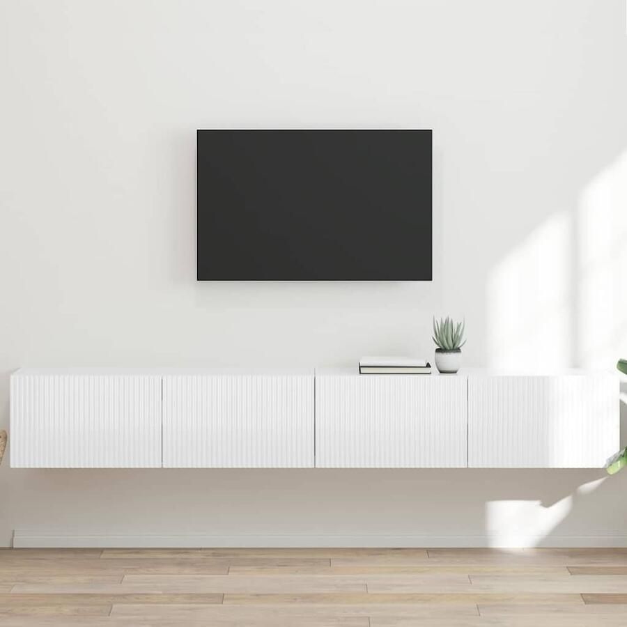 VidaXL TV Wandkast 2 pcs Glanzend Wit 60 x 31 x 29.5 cm Bewerkt hout