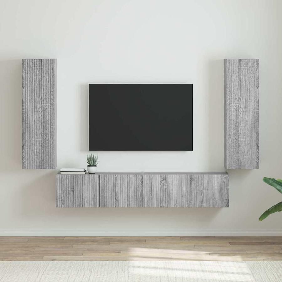 VidaXL TV Wandkast 2 pcs Grijs Sonoma 30 x 31 x 100 cm Bewerkt hout