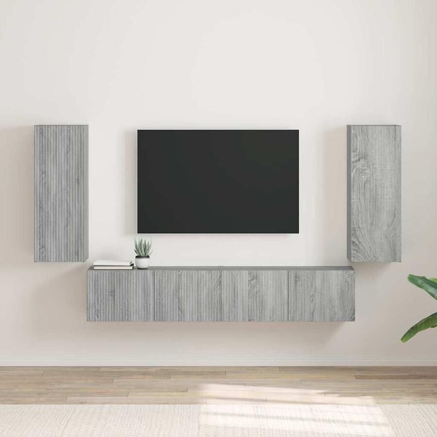 VidaXL TV Wandkast 2 pcs Grijs Sonoma 30 x 31 x 80 cm Bewerkt hout