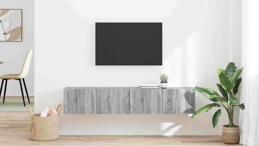 VidaXL TV Wandkast 2 pcs Grijs Sonoma 60 x 31 x 29.5 cm Bewerkt hout