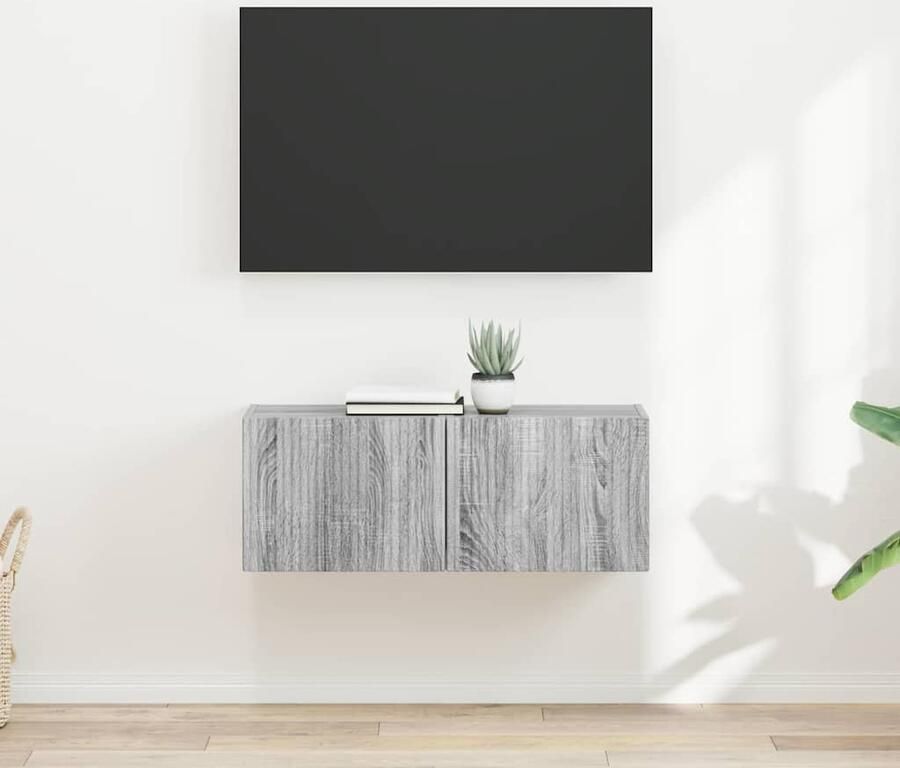 VidaXL TV Wandkast 2 pcs Grijs Sonoma 60 x 31 x 29.5 cm Bewerkt hout