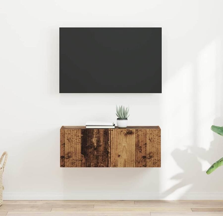 VidaXL TV Wandkast 2 pcs Oud Hout 60 x 31 x 29.5 cm Bewerkt hout