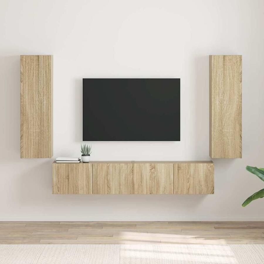 VidaXL TV Wandkast 2 pcs Sonoma 30 x 31 x 100 cm Bewerkt hout