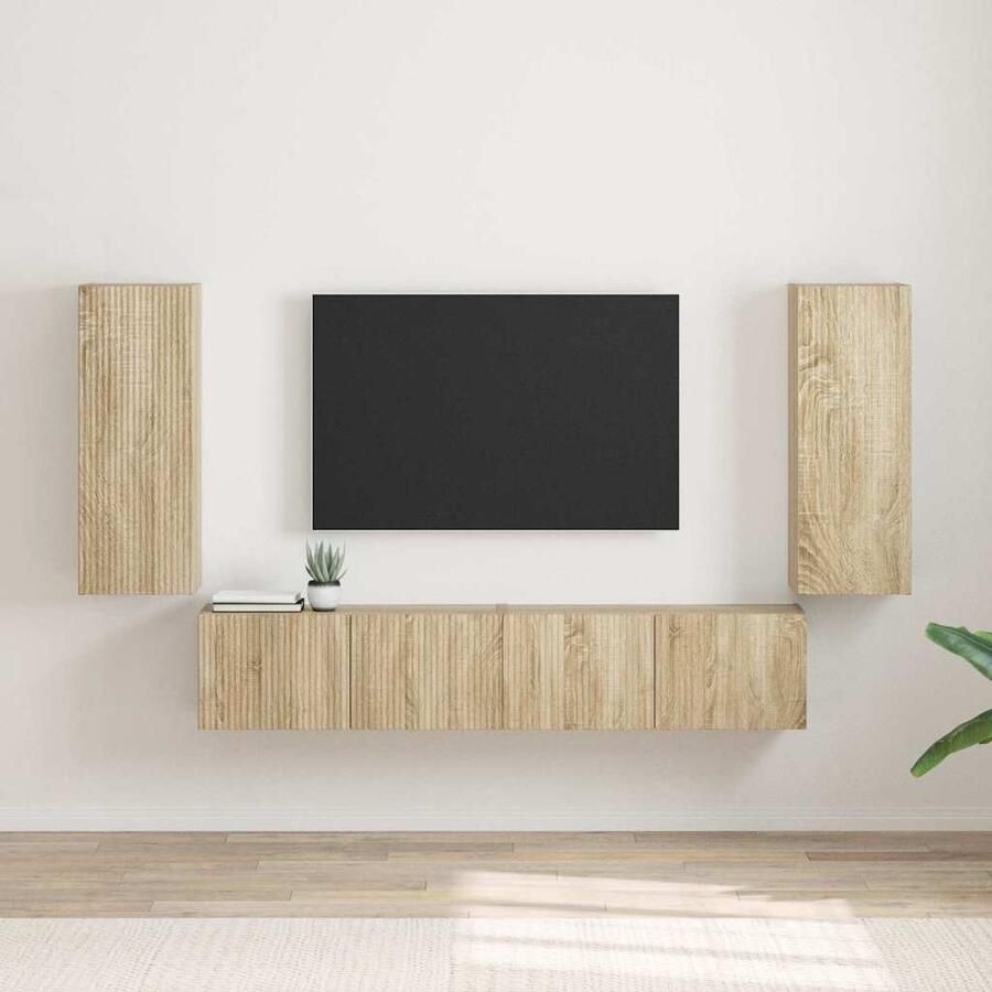 VidaXL TV Wandkast 2 pcs Sonoma 30 x 31 x 80 cm Bewerkt hout