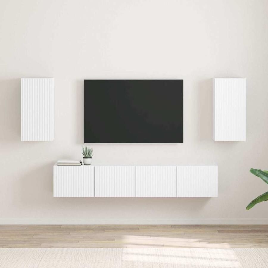 VidaXL TV Wandkast 2 pcs Wit 30 x 31 x 60 cm Bewerkt hout