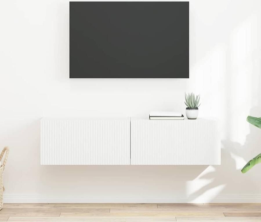 VidaXL TV Wandkast 2 pcs Wit 60 x 31 x 29.5 cm Bewerkt hout