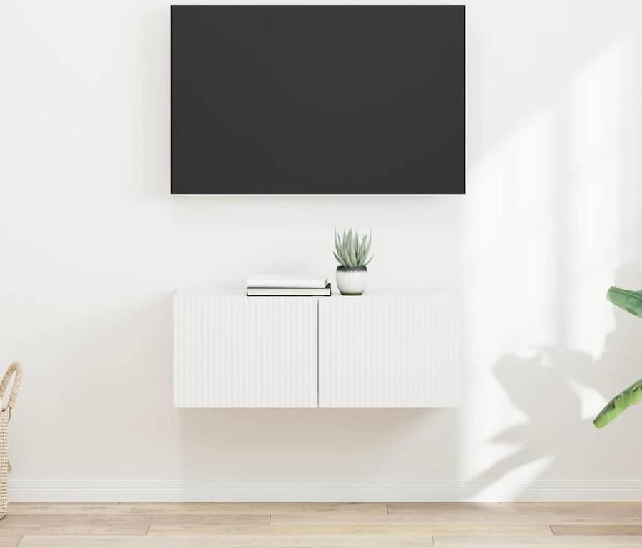 VidaXL TV Wandkast 2 pcs Wit 60 x 31 x 29.5 cm Bewerkt hout