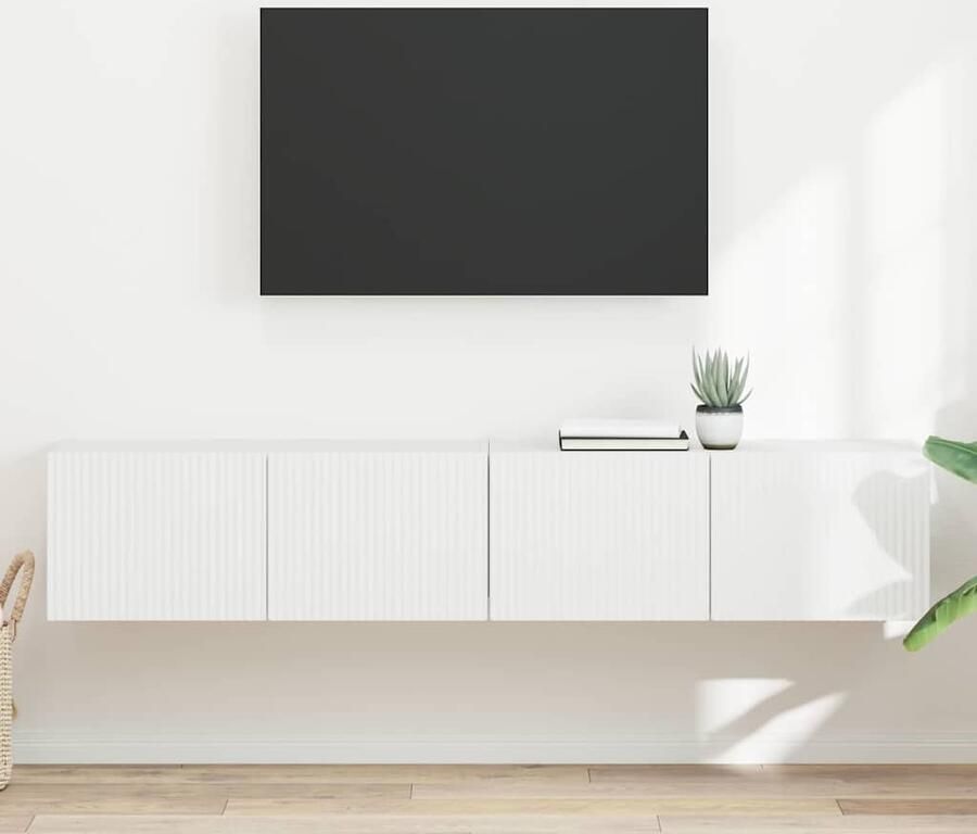 VidaXL TV Wandkast 2 pcs Wit 60 x 31 x 29.5 cm Bewerkt hout