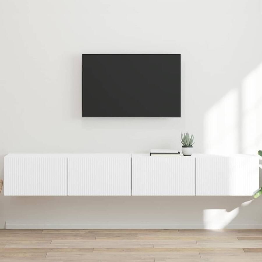 VidaXL TV Wandkast 2 pcs Wit 60 x 31 x 29.5 cm Bewerkt hout