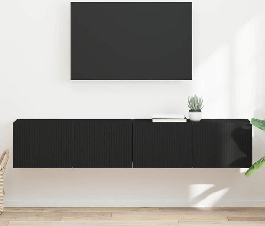 VidaXL TV Wandkast 2 pcs Zwart 60 x 31 x 29.5 cm Bewerkt hout