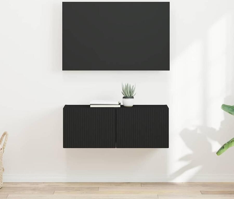 VidaXL TV Wandkast 2 pcs Zwart 60 x 31 x 29.5 cm Bewerkt hout