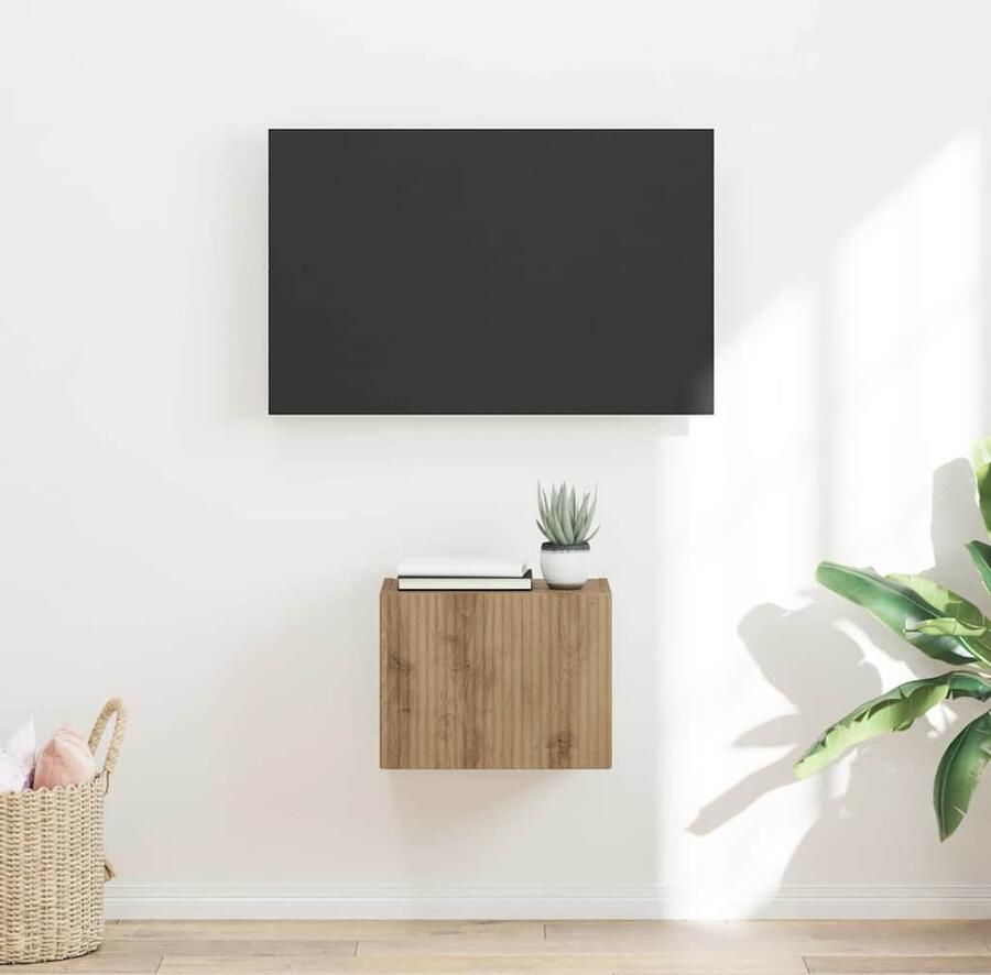 VidaXL TV Wandkast Ambachtelijk eiken 60 x 31 x 29.5 cm Bewerkt hout