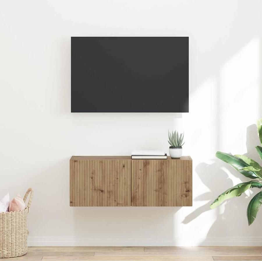 VidaXL TV Wandkast Ambachtelijk eiken 60 x 31 x 29.5 cm Bewerkt hout