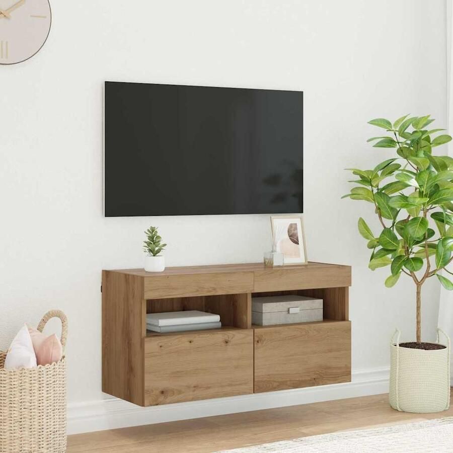 VidaXL TV Wandkast Artisan Eiken 80 x 30 x 40 cm Bewerkt hout