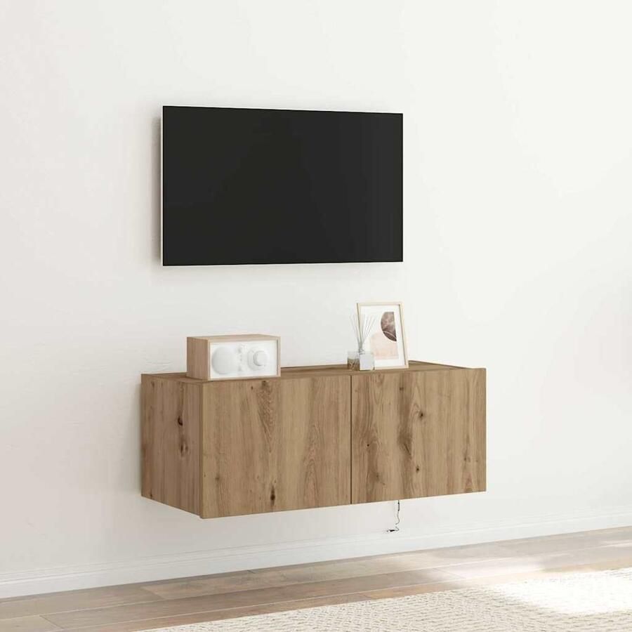 VidaXL TV Wandkast Artisan Eiken 80 x 35 x 31 cm Bewerkt hout