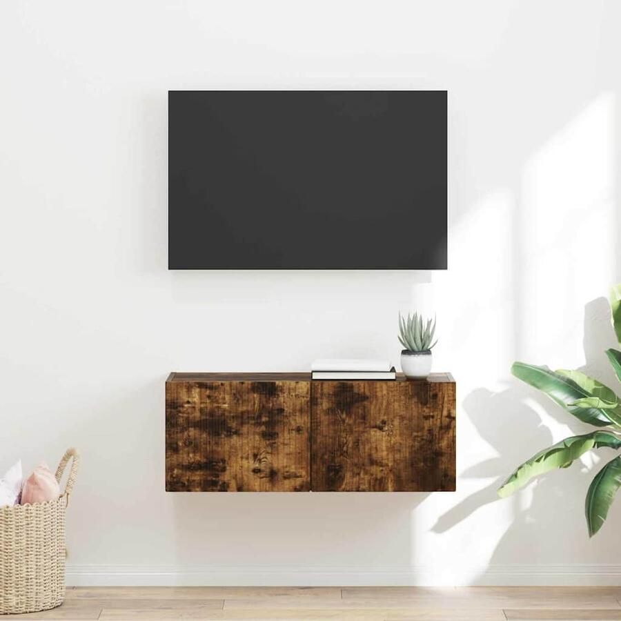VidaXL TV Wandkast Gerookt eiken 60 x 31 x 29.5 cm Bewerkt hout