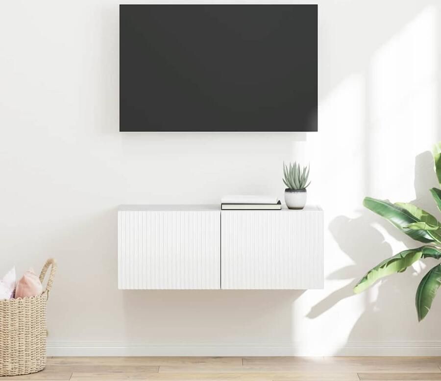 VidaXL TV Wandkast Glanzend Wit 60 x 31 x 29.5 cm Bewerkt hout