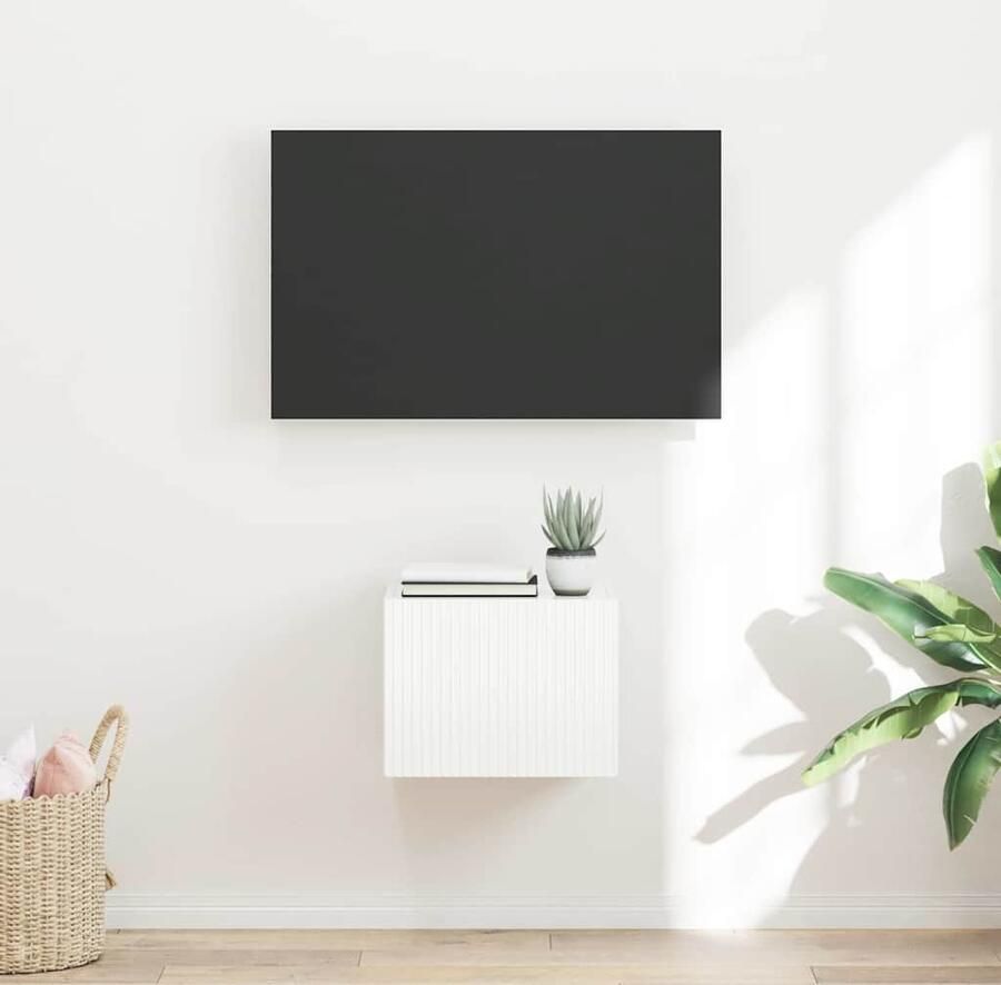 VidaXL TV Wandkast Glanzend Wit 60 x 31 x 29.5 cm Bewerkt hout