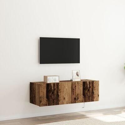 VidaXL TV Wandkast Oud hout 100 x 35 x 31 cm Bewerkt hout
