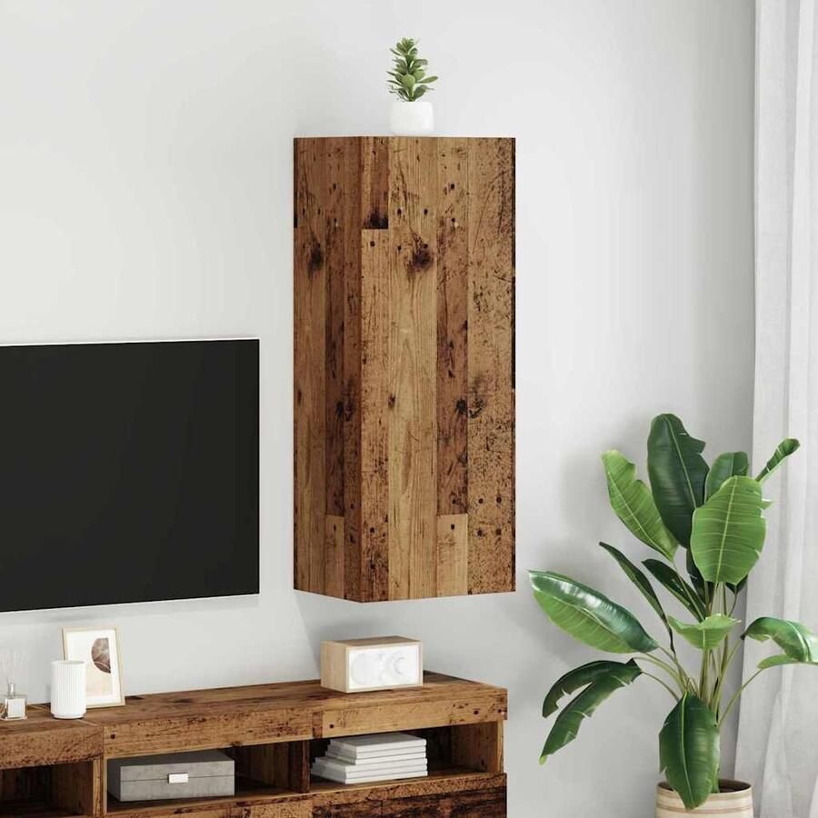 VidaXL TV Wandkast Oud Hout 40 5 x 30 x 102 cm Bewerkt hout