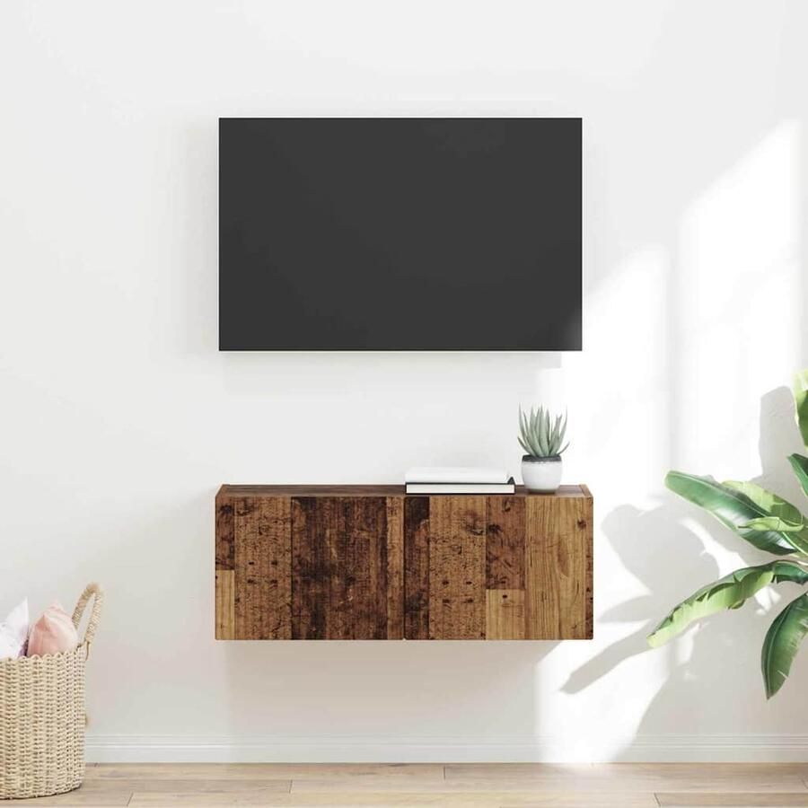 VidaXL TV Wandkast Oud Hout 60 x 31 x 29.5 cm Bewerkt hout